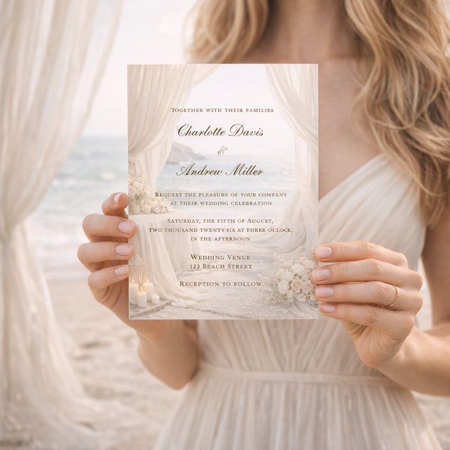 Beach coastal elegant wedding inbjudningar (Skapare uppladdad)