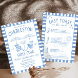 Beach Coastal Handdraw Blue Bachelorette Helg Inbjudningar<br><div class="desc">Beach Coastal Handdraw Blue Bachelorette Helg bjudande</div>