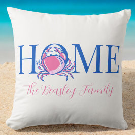 Beach Coastal Home Crab Family Namn Kudde