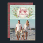 Beach Coastal julfotoport för Helgdag Inbjudningar<br><div class="desc">Ett julhälsningskort. Säsonhälsningar från stranden. En snäcka och ett hjärta med havsgräs dekorerar detta kort. Anpassa den med ditt namn och din bild.</div>