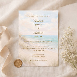 Beach coastal luxury wedding inbjudningar