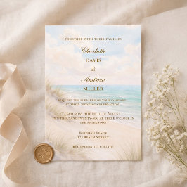 Beach coastal luxury wedding inbjudningar