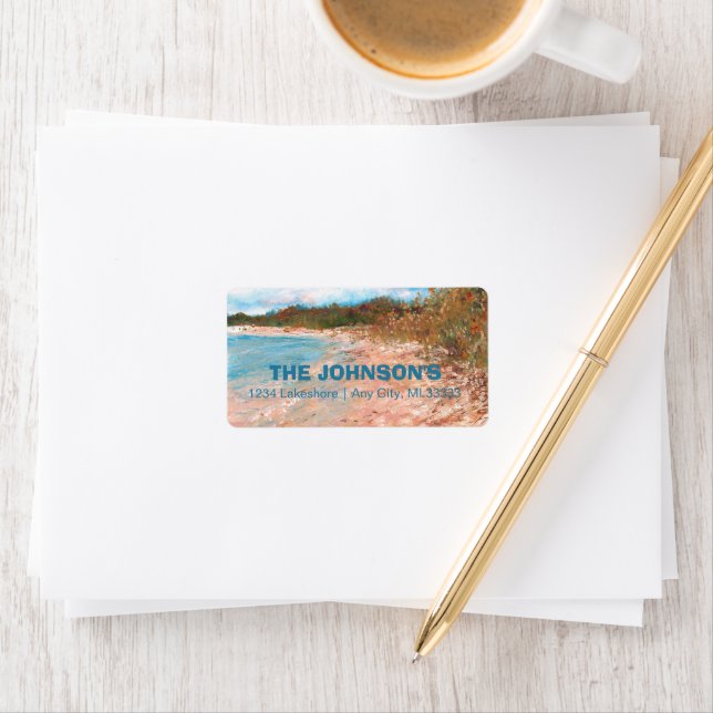 Beach Coastal Michigan Shoreline Anpassningsbar La Adressetikett (Insitu)