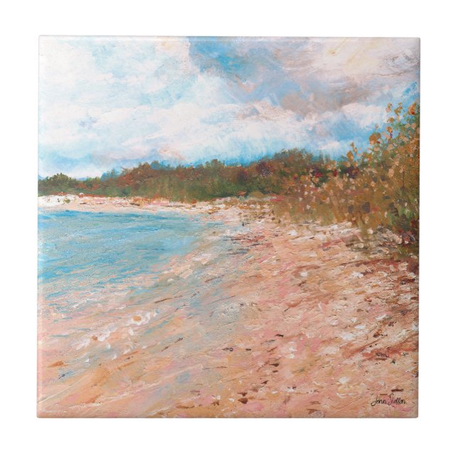 Beach Coastal Michigan Shoreline Art Kakelplatta (Framsidan)