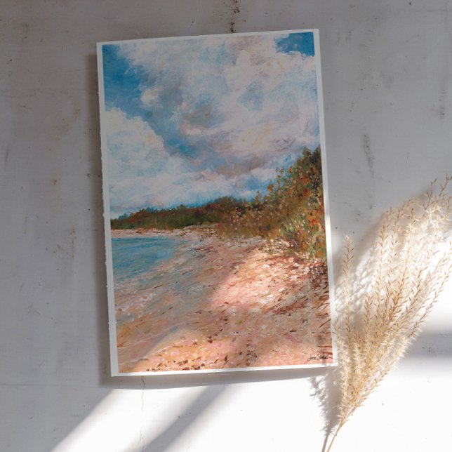 Beach Coastal Michigan Shoreline Art Skriv ut Poster (Beach Coastal Michigan Shoreline Art Print by Jenn Steffen Art. )