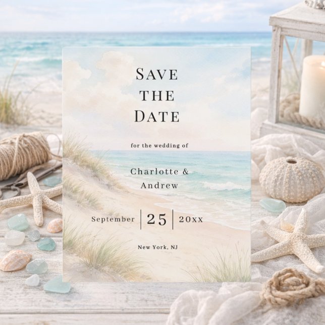 Beach coastal modern wedding Save the Date card (Skapare uppladdad)