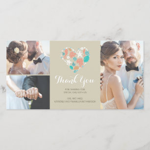 Beach Coastal Nautical Heart Bröllop Tack Kort