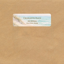 Beach coastal ocean return address  returadress etikett
