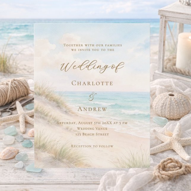 Beach coastal ocean wedding invitation (Skapare uppladdad)