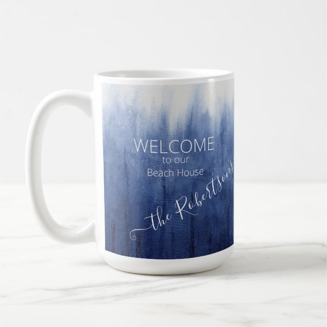 Beach Coastal Simple Modern Blue n White Tie Dye Kaffemugg (Vänster)