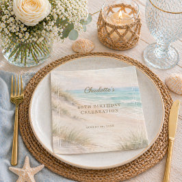 Beach coastal summer birthday pappersservett