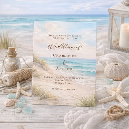 Beach coastal wedding inbjudningar