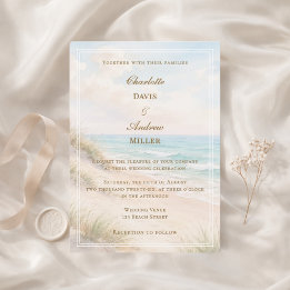 Beach coastal wedding inbjudningar