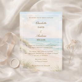 Beach coastal wedding inbjudningar