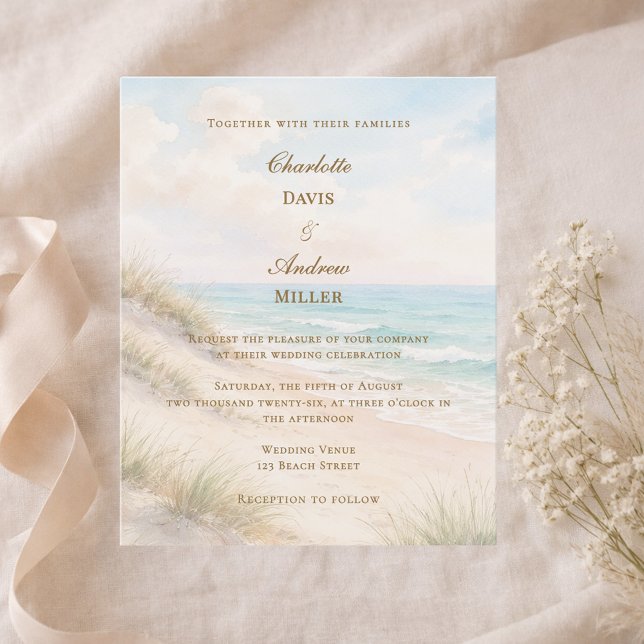 Beach coastal wedding invitation (Skapare uppladdad)