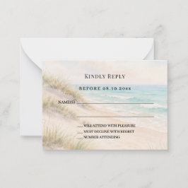 Beach coastal wedding response RSVP Anteckningskort
