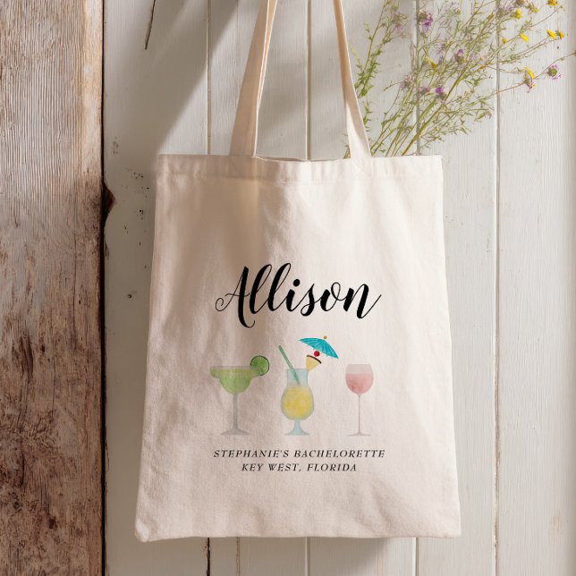 Beach Cocktails Bachelorette Bridesmaid Namn Tygkasse (Skapare uppladdad)