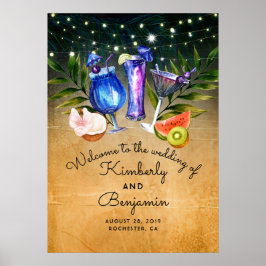 Beach Cocktails Bröllop Välkomstskylt Poster