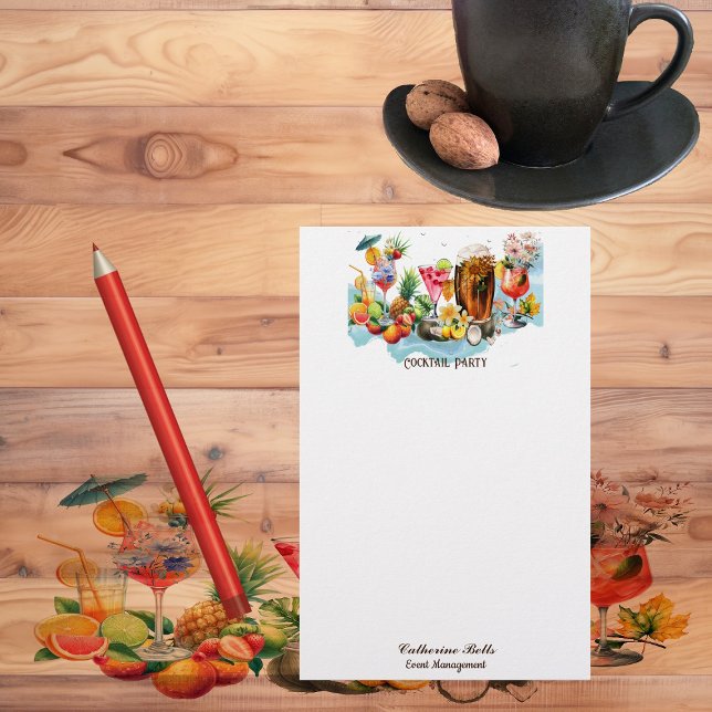 Beach Cocktails Tropical Fruits Bachelorette Party Brevpapper (Beach Cocktails Tropical Fruits Bachelorette Party Stationery)