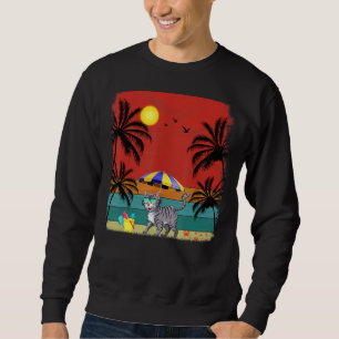 Beach Coconut Träd Retro Graphic Bobcat (sommartid Lång Ärmad Tröja