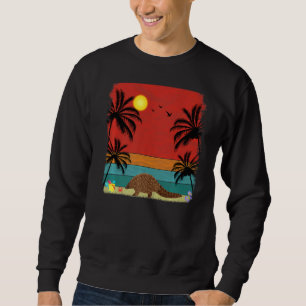 Beach Coconut Träd Retro Graphic Pangolins, sommar Lång Ärmad Tröja