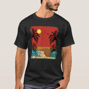 Beach Coconut Träd Retro Graphic Porcupine, sommar T Shirt