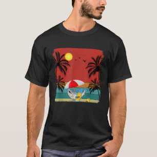 Beach Coconut Träd Retro Graphic Salmon Älskare Su T Shirt