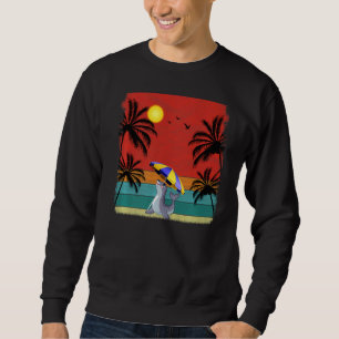 Beach Coconut Träd Retro Graphic Sea Lejon Sommar Lång Ärmad Tröja