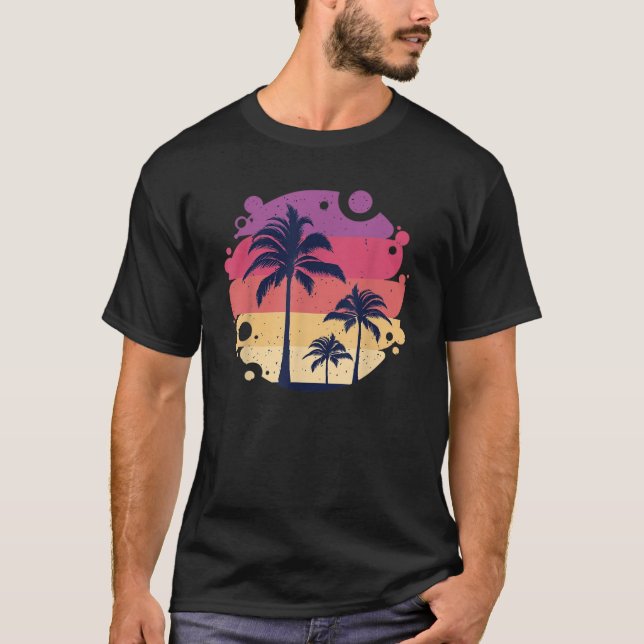 Beach Coconut Träd Sunshine Graphic Avslappnad Sum T Shirt (Framsida)