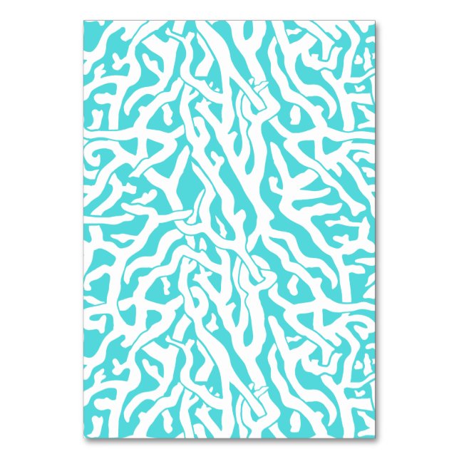 Beach Coral Reef Mönster Nautical White Blue Bordsnummer (Framsidan)