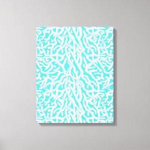 Beach Coral Reef Mönster Nautical White Blue Canvastryck