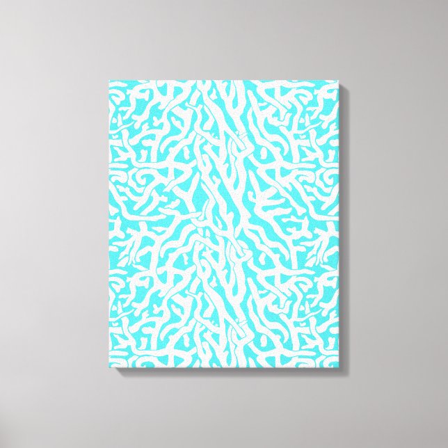 Beach Coral Reef Mönster Nautical White Blue Canvastryck (Framsida)