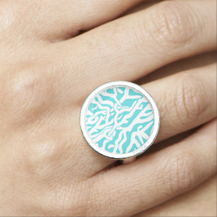 Beach Coral Reef Mönster Nautical White Blue Ring