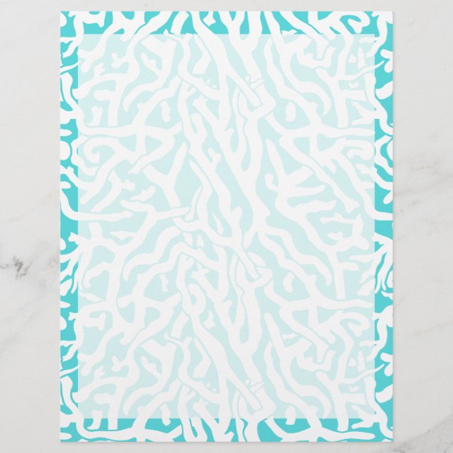 Beach Coral Reef Mönster Nautical White Papper (Framsida)