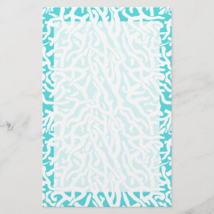 Beach Coral Reef Nautical White Blue Mönster Brevpapper