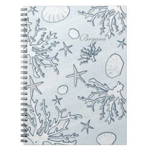 Beach Coral Reef Sea Snäcka & Starfish Notebook Anteckningsbok
