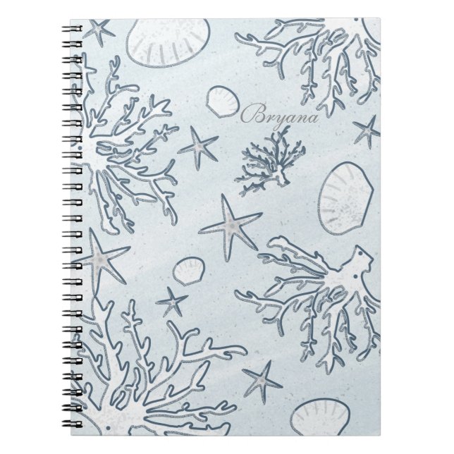 Beach Coral Reef Sea Snäcka & Starfish Notebook Anteckningsbok (Framsidan)