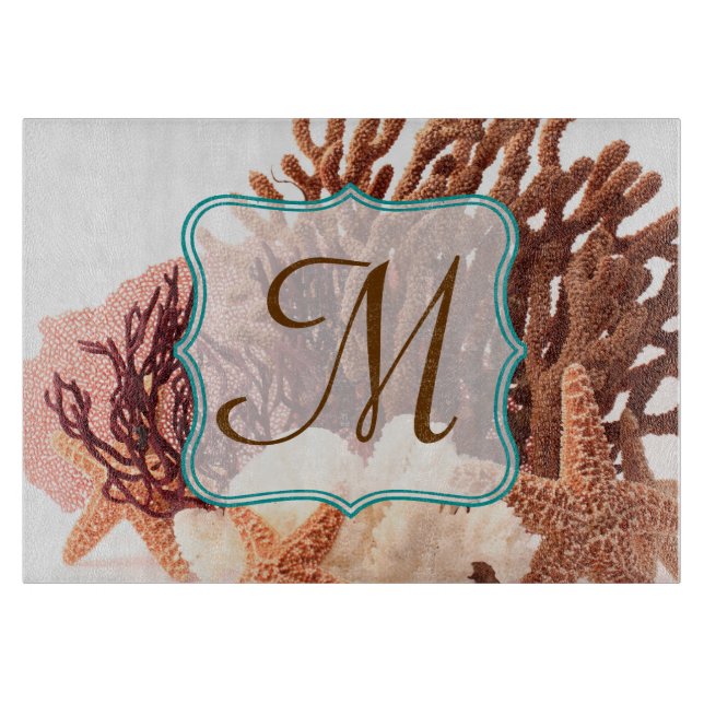 Beach Coral Star Fish Monogram Glaskskärl (Framsidan)
