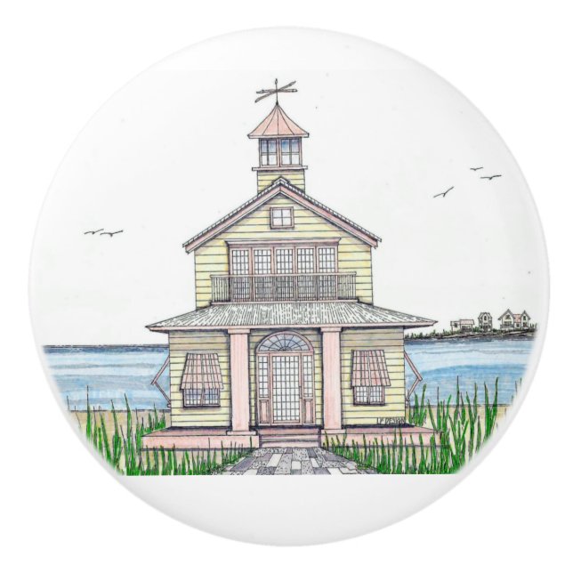 Beach Cottage Ceramic Door Knob Knopp (Framsidan)