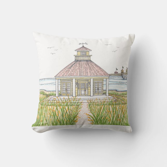 Beach Cottage Pillow med White back Kudde (Framsida)