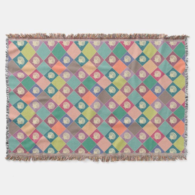 Beach Cottage Seashell Mönster Filt (Framsidan)