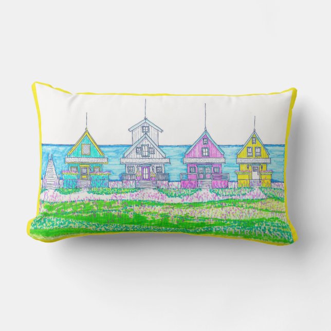 Beach Cottages Gult Lumbar Pillow Lumbarkudde (Framsida)