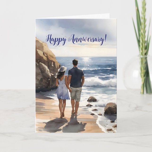 BEACH COUPLE ANNIVERSARY CARD TACK KORT (Framsida)