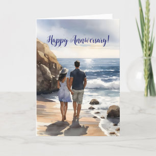 BEACH COUPLE ANNIVERSARY CARD TACK KORT