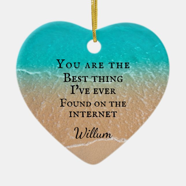 Beach couple photo Valentine Julgransprydnad Keramik (Framsidan)