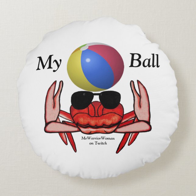 Beach Crab, My Boll, MeWarriorWoman på Twitch Rund Kudde (Baksidan)