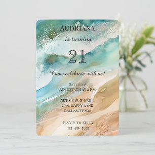 Beach Cream Aqua Ocean Birthday Inbjudningar
