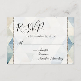 Beach Cream Blå Trianglar Bröllop RSVP Tilläggskort