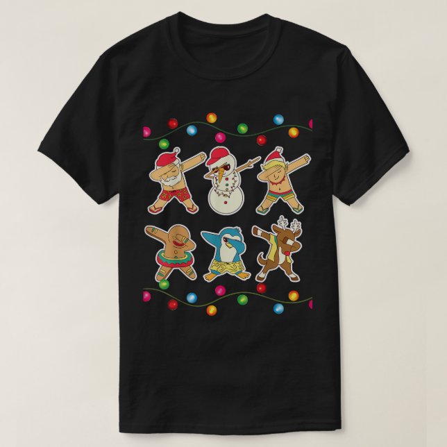 Beach Dabbing Jultomten och Vänner jul T Shirt (Design framsida)