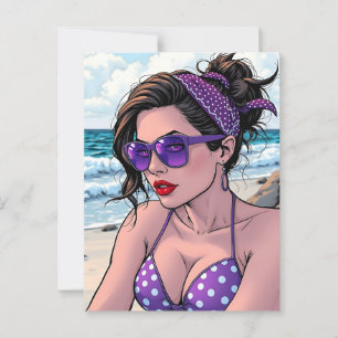 Beach Dam i Shades, Bikini och Bandana Vykort